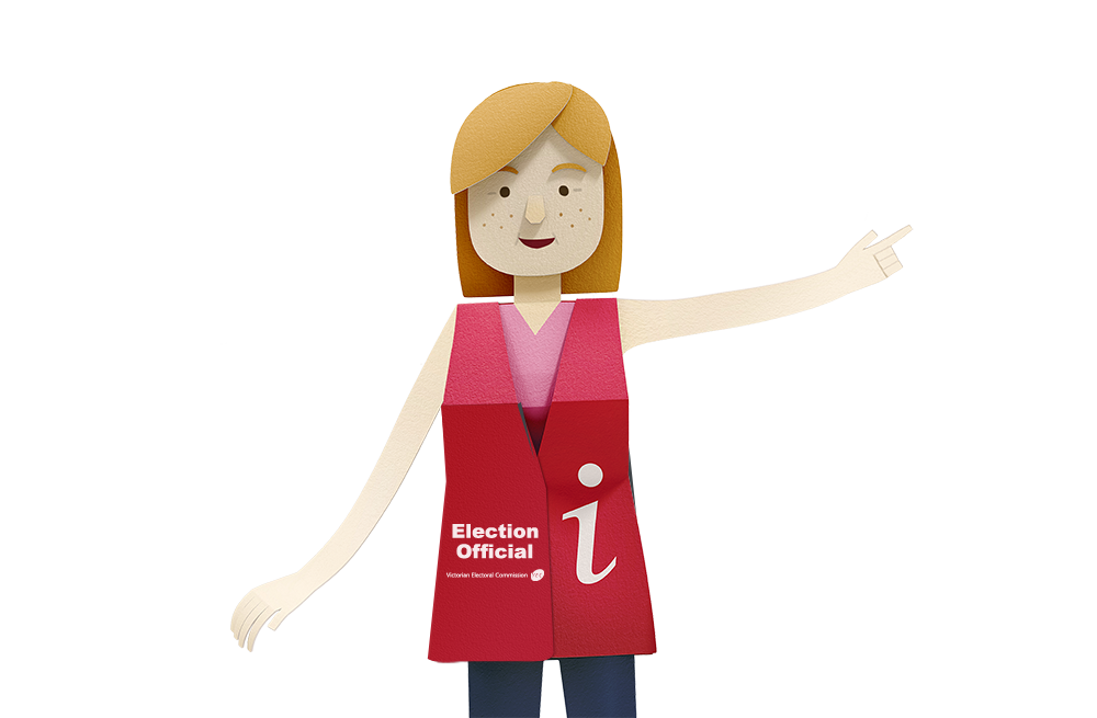 Illustration of female election official