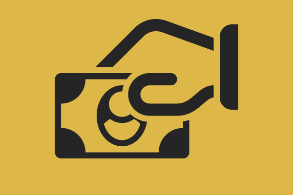 An icon of a hand holding a credit card.