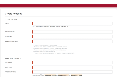 The following screen will appear: Enter your email address and create a password.