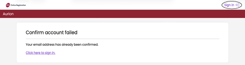 You may receive a 'confirm account failed' message.