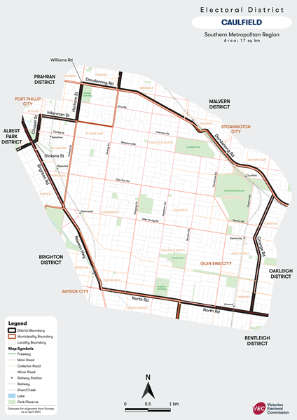 Map of Caulfield District