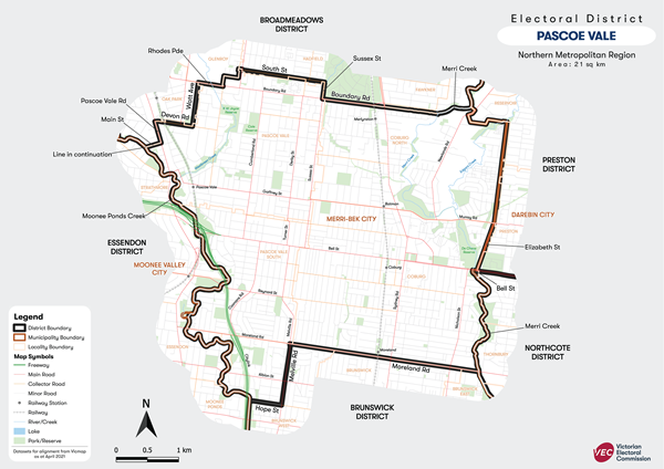 Map of Pascoe Vale District
