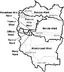 Map of Cardinia Shire Council area