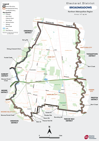 Map of Broadmeadows District