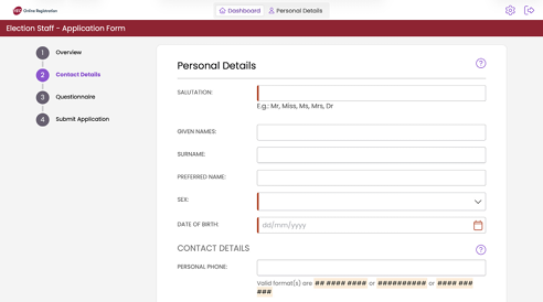 Complete the empty fields on the 'contact details' tab.
