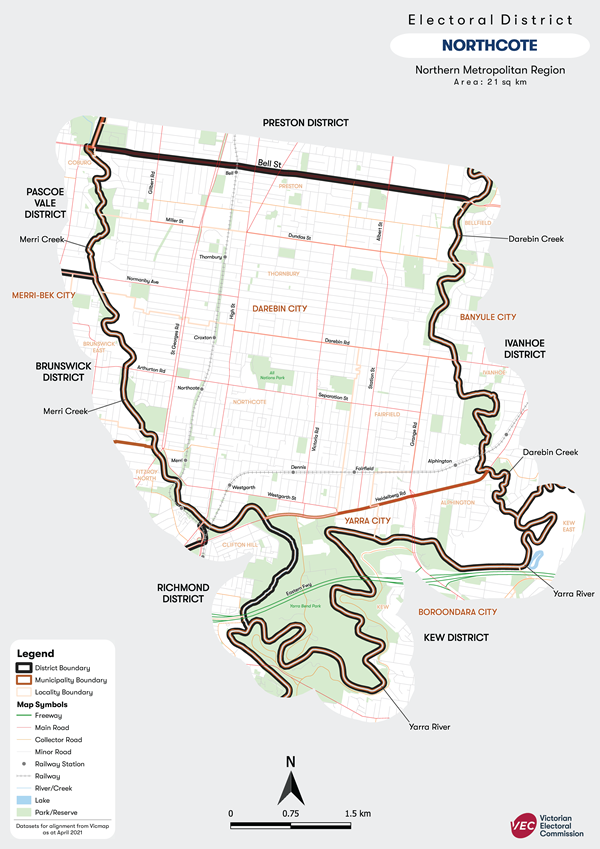 Map of Northcote District