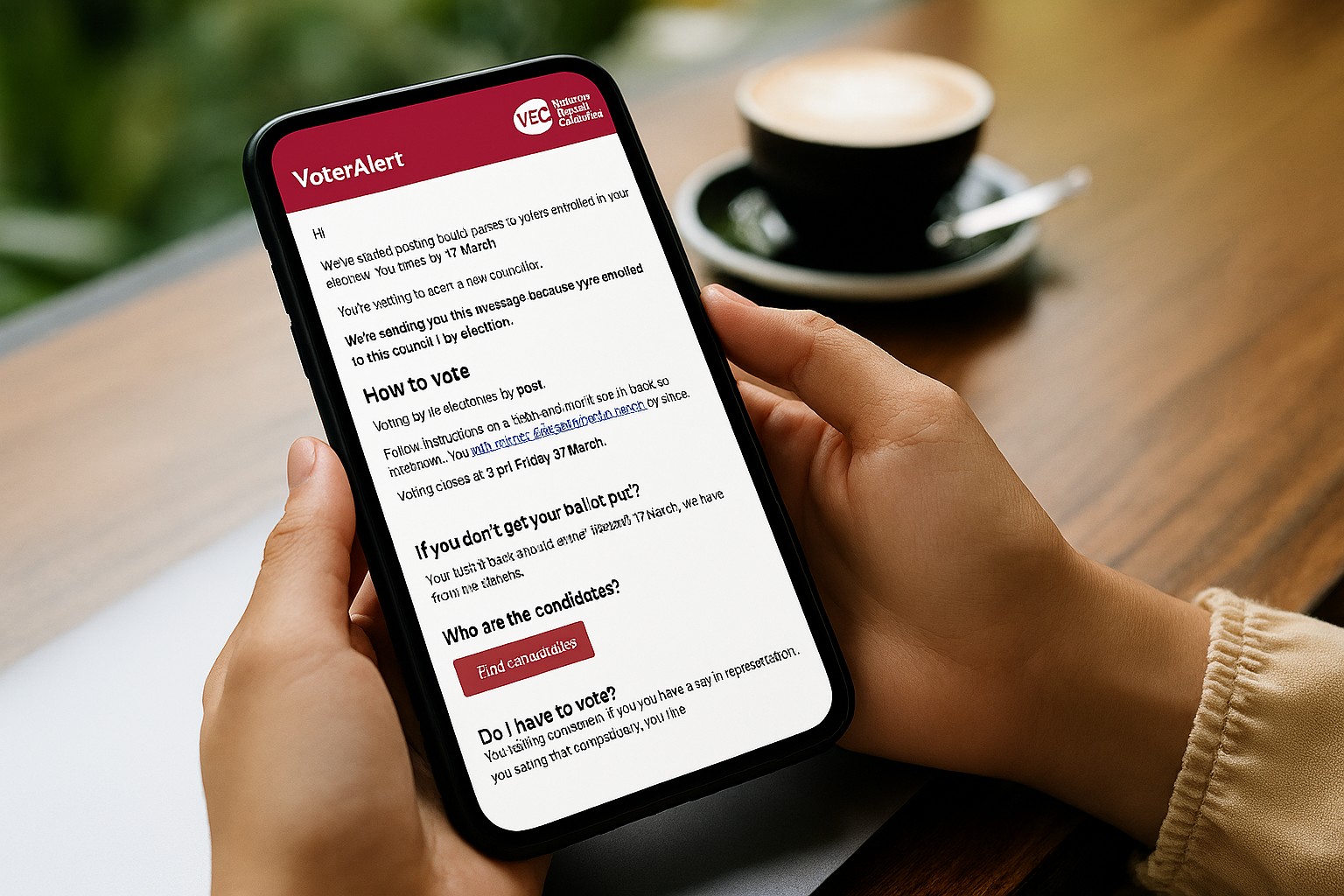 VoterAlert example on phone screen